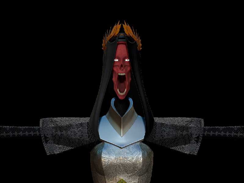 VITORIAのcreation　正面を向いている赤い顔の３Dキャラクターデザイン